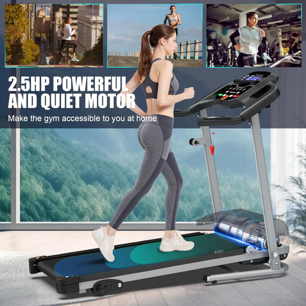 Compact Folding Treadmill for Home - 2.5HP Quiet Brushless Motor, 3-Level Incline, 7.5 MPH, Shock Absorption, Space-Saving Design for Running, Walking - Treadmill for Small Spaces & Home Use-15