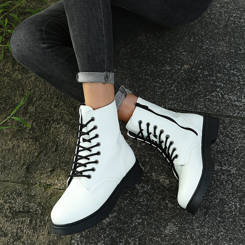 British Style Short Round Toe Thick Heel Side Zipper Women's Boots