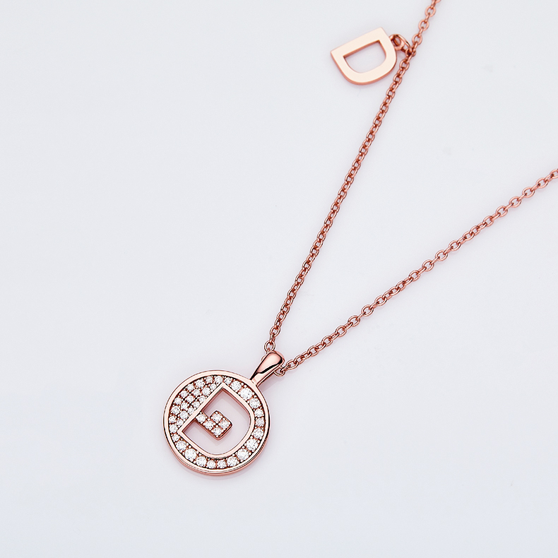 One Of The 26 Letters, D, Set With Top-quality Moissanite, Luxurious And Fashionable Light Luxury Trend Jewelry, Silver Necklace Pendant S925 Silver Electroplated Rose Gold - Jewelry & Watches