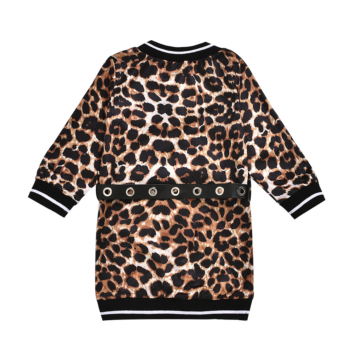 Girls Dress V-neck Leopard Print