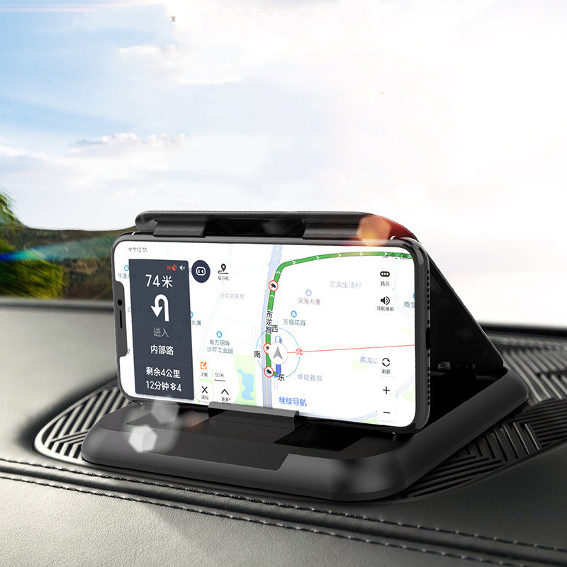 Carbon Fiber Texture Silicone Car Dashboard Center Console Navigation Phone Holder - Image 2