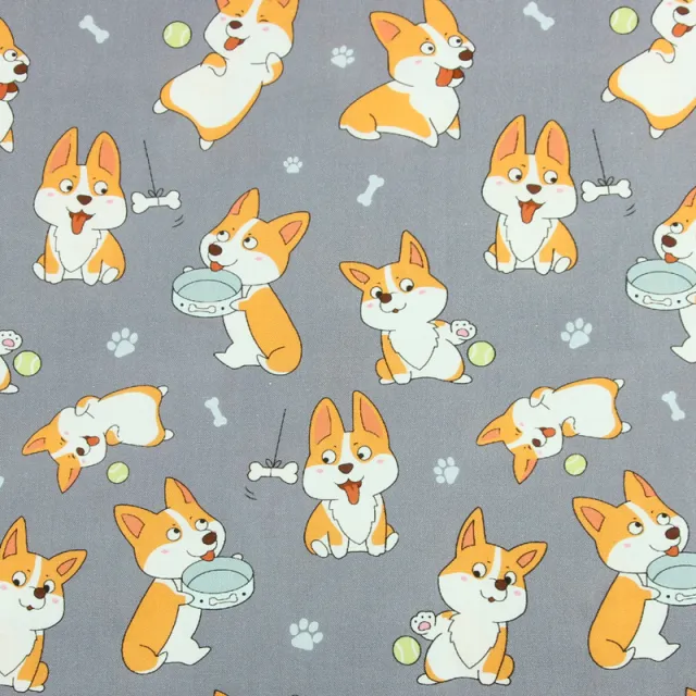 Plain Cotton Nordic Animal Corgi Print Fabric - Shop at LoveMi