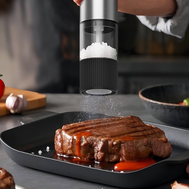 2PCS Electric Salt And Pepper Grinder Auto Mill Shaker Adjustable Coarseness V