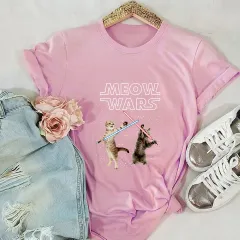 Women's Daisy Print Casual Top Short Sleeve T-shirt - Pink - View 1