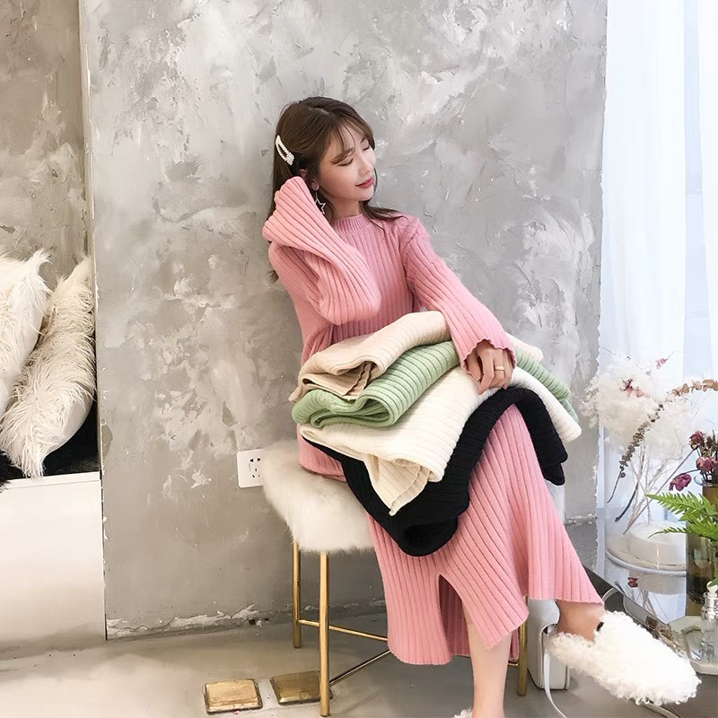 Women's Long Over The Knee Korean Style Lazy Style Pullover Sweater