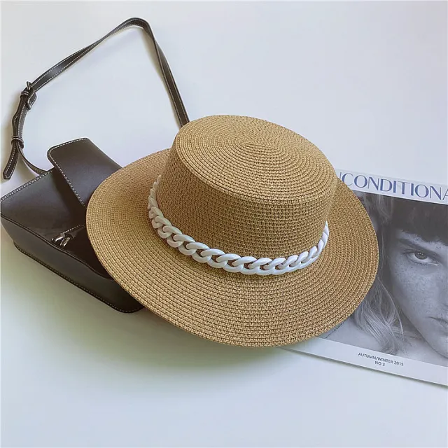 Straw Japanese Beach Sun Hat With Flat Top Khaki - Shop at LoveMi