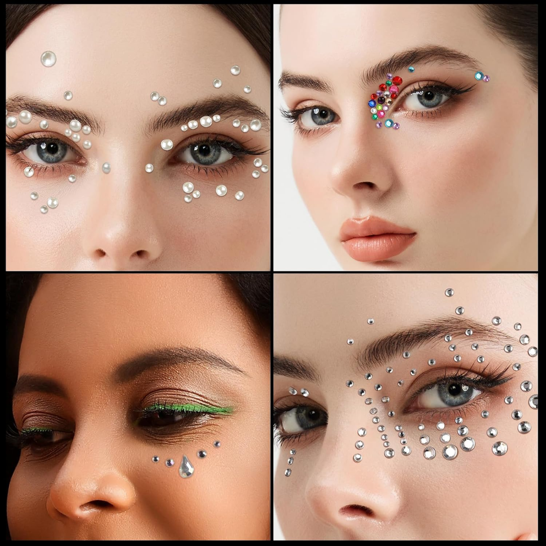 Gem Stickers Face Gems Self Adhesive Face Gems And Pearls For Makeup Festival Jewels For Halloween Rave Accessories Hair Gems Rhinestone Stickers For Face Eye Body Makeup Rhinestones thumbnail 2