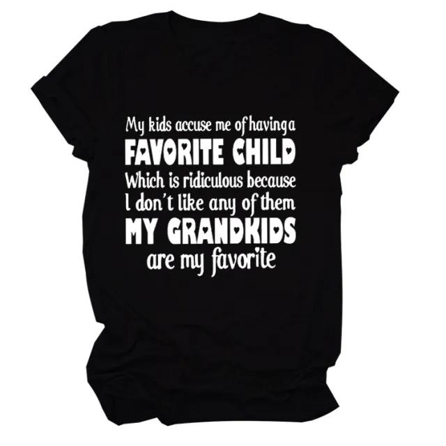 Favorite Child Letter Simplicity Casual Short Sleeve Black - Shop at LoveMi