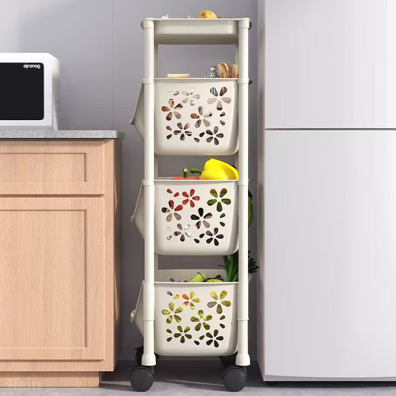 4 Tier Kitchen Basket Storage Trolley Organiser Fruit Vegetable Rack On Wheels — image 7