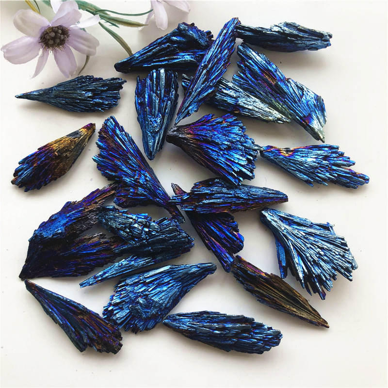 Natural Crystal Original Stone Peacock Tail Feather Shape Ornaments