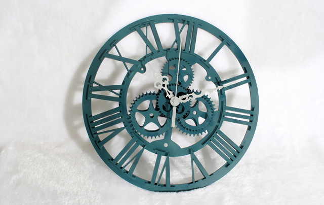 Sapphire Green European Antique Gear Wall Clock Retro Wall Clock
