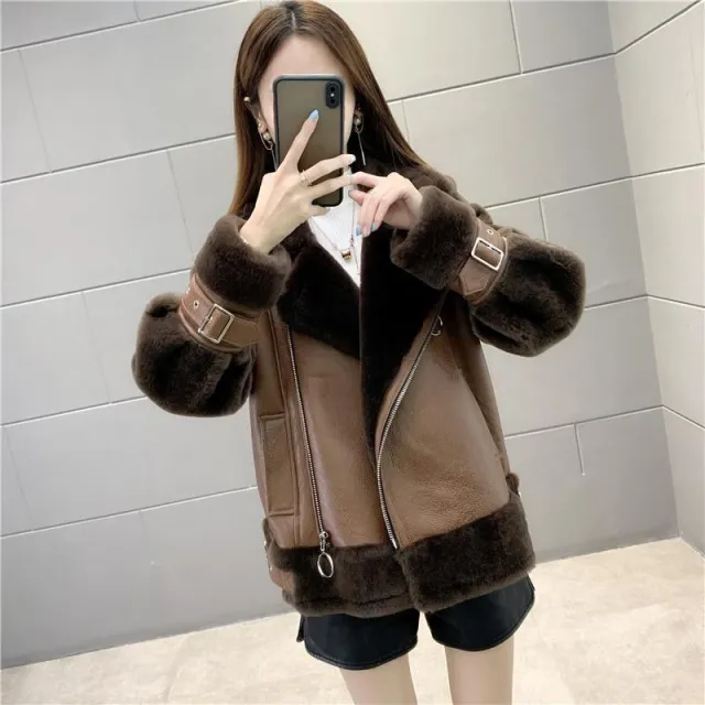 Plus Size Sister's Short Thickened Winter Padded Jacket Brown - Shop at LoveMi