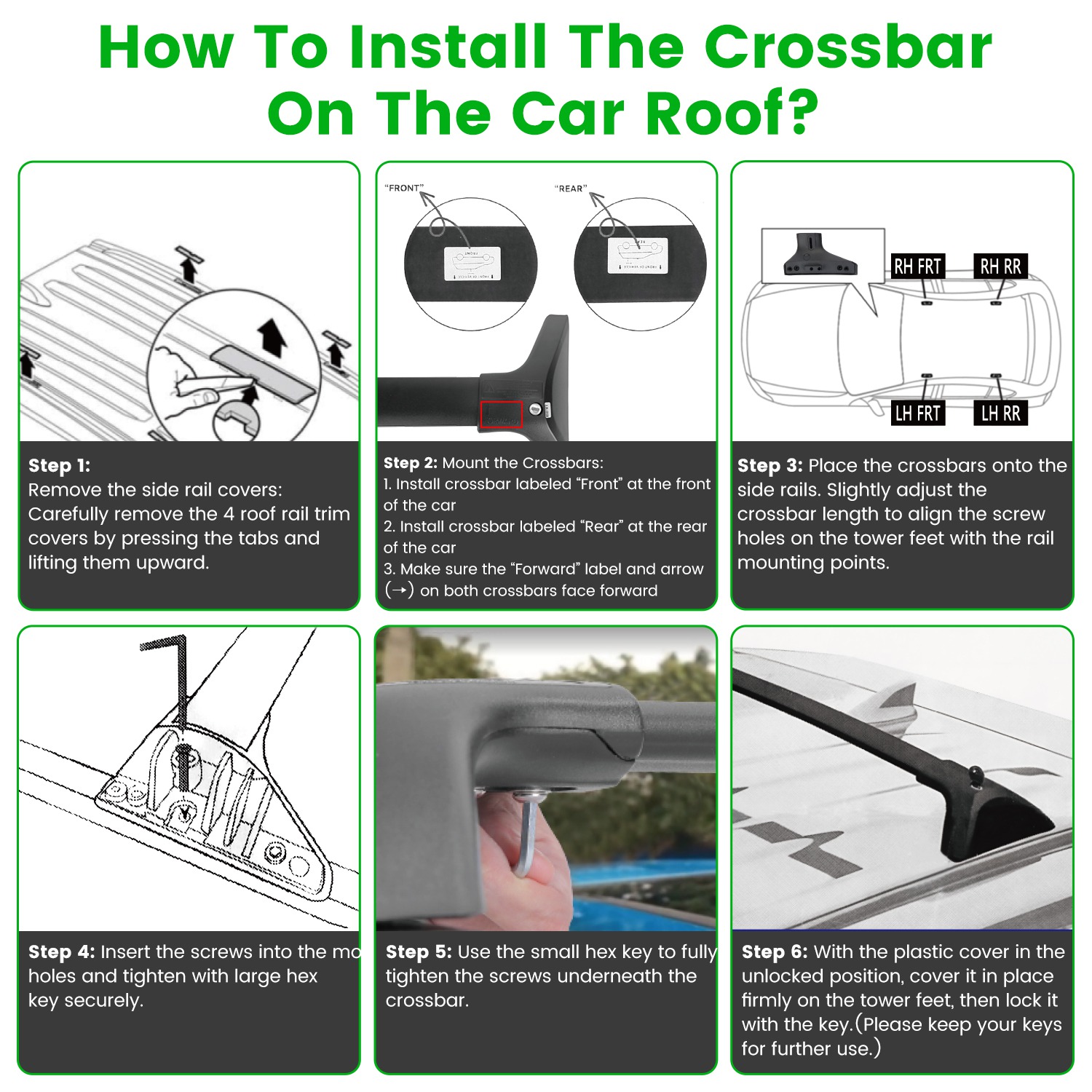 Roof Rack Cross Bars For Fit RAV4 2019-2025 Aluminum Roof Rails Cargo Crossbars For Flush Side Rails Heavy Duty Rooftop Carrier Anti-Theft Lock For Kayak Bike Luggage 260lbs Capacity — foto 4