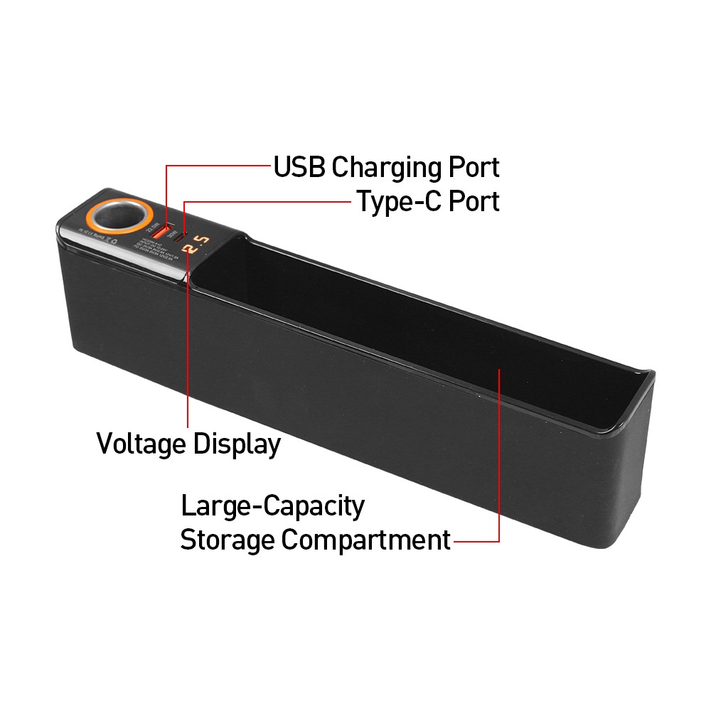 Rechargeable Seat Gap Storage Box Phone Holder Organizer Black Car Accessories — image 6