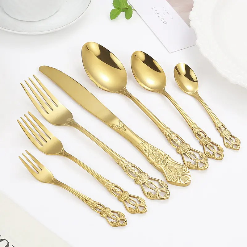 Stainless Steel Cutlery Spoon West Dinnerware Set Gold Plated