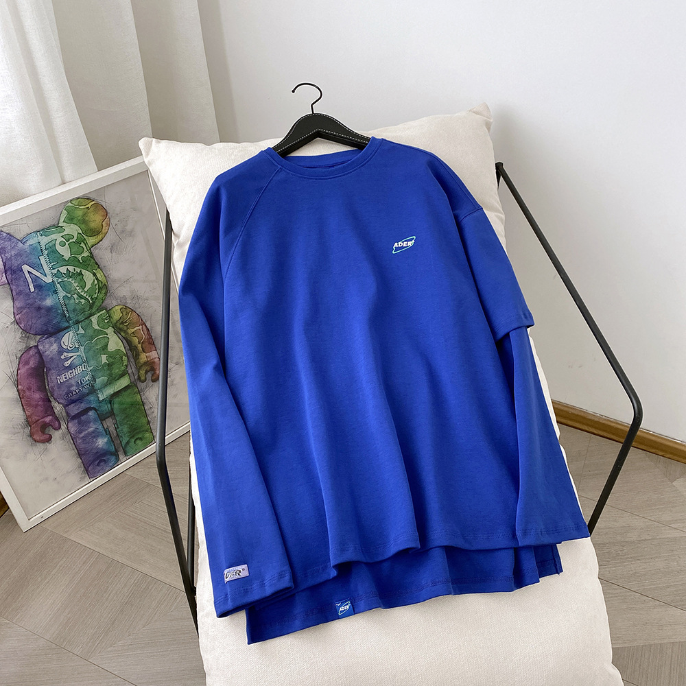 Loose Long T-shirt Sweatshirt With Stitching Sleeves