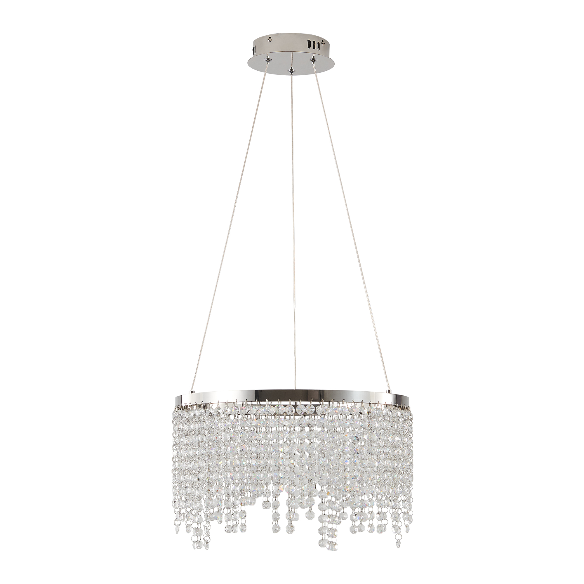16-inch Luxury Crystal LED Chandelier - Adjustable Height And Color Temperature 3000K-6000K Modern Chandelier For Living Room, Dining Room And Bedroom_voghion.com
