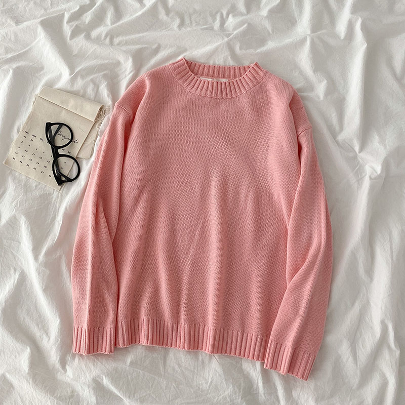 Summer New Women's Korean Version Of Pure Color Net Red Half-high Neck Long-sleeved Loose Pullover Top