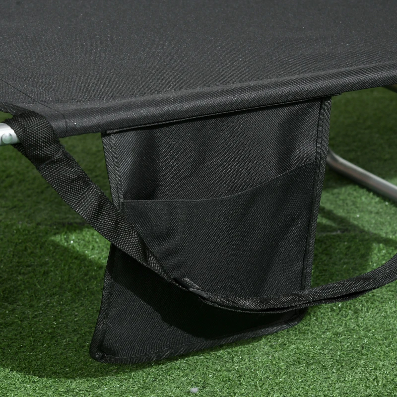 Folding Outdoor Chaise Lounge Sun Tanning Chair With Face Cavity, Pillow, 5-level Adjustable For Beach, Pool, Black