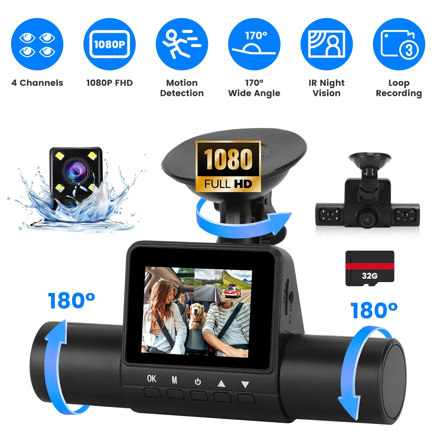 360 Degree View FHD 4 Channel Dash