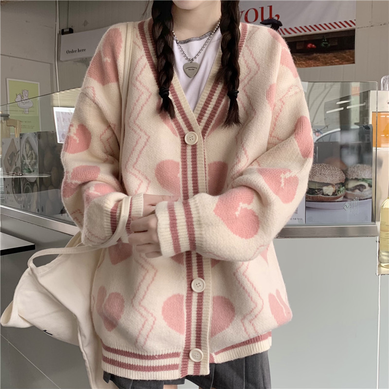 Knitted Soft Waxy Cardigan Sweater Jacket Loose And Lazy