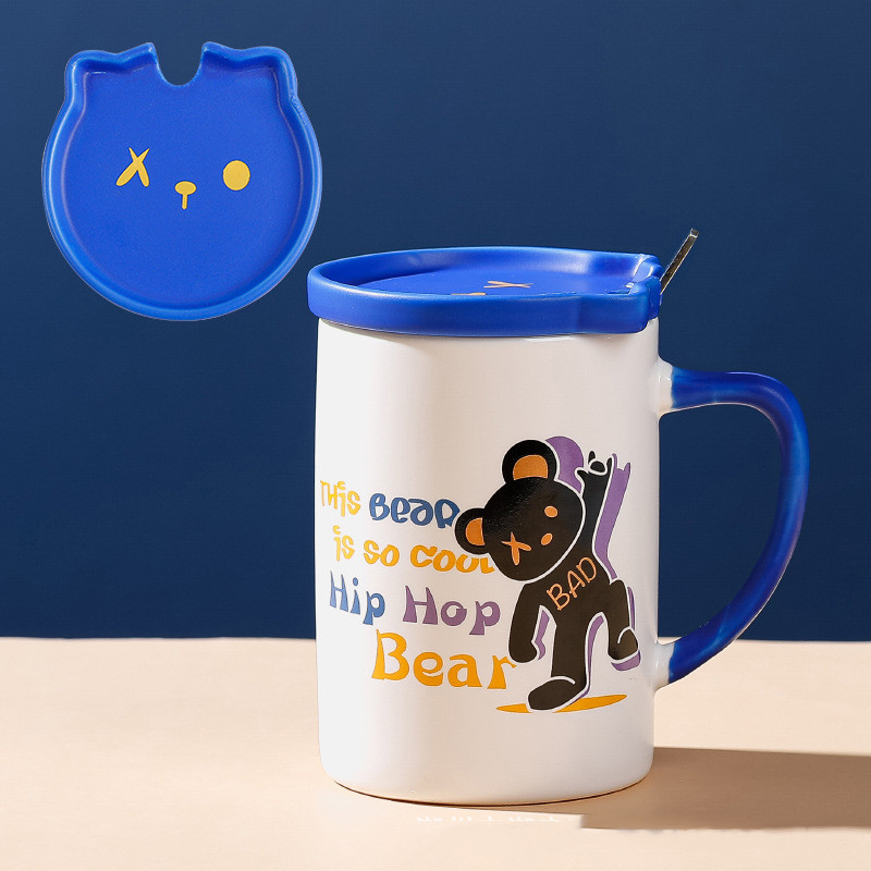 Title 6, Office Female Cute Bear Household Mug With Lid ...