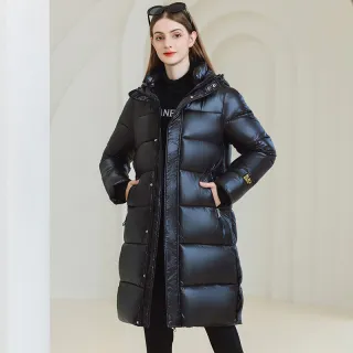 Winter Warm Hooded Coat With Pockets Fashion Simple Long Cotton Jacket Solid Color Outwear Women's Clothing - Black