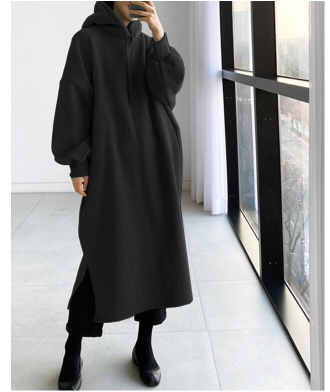 Autumn And Winter Fashion Fleece Mid length Pullover Sweater Black - Shop at LoveMi