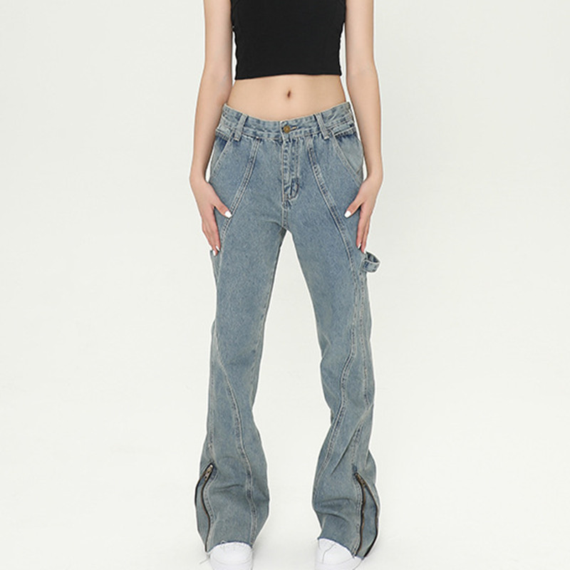 Title 5, Mode en veelzijdige dames jeans met rits en fla...