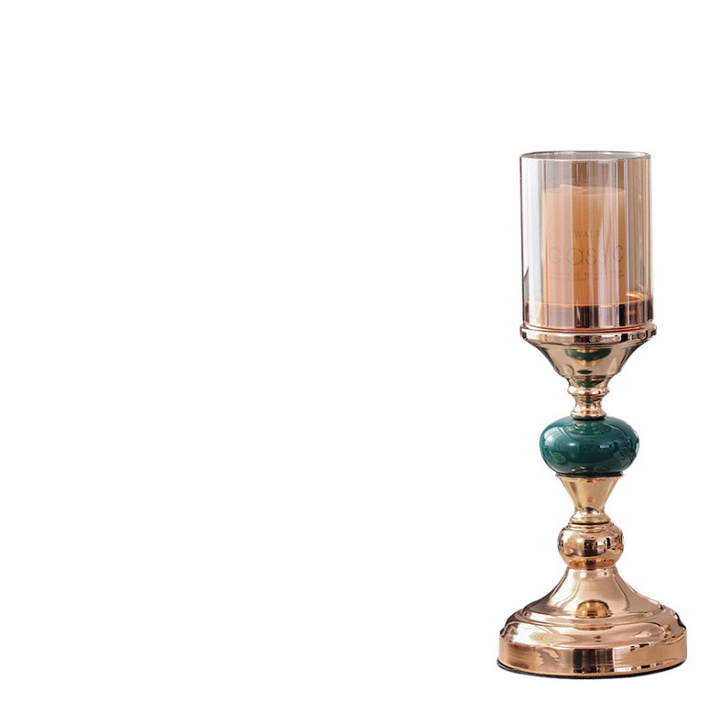 European-american Glass Candlestick Retro Metal Gold - 6