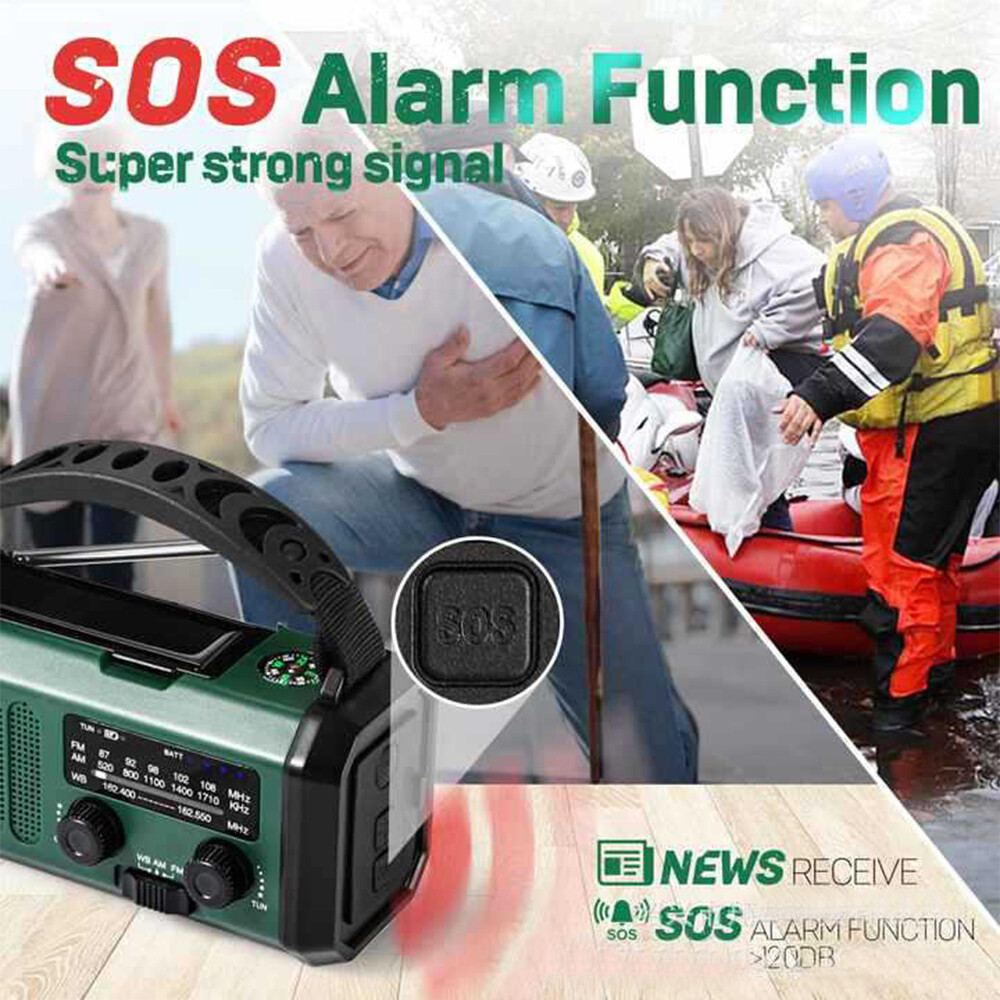 10 0 0 0mAh Wind Up Solar Radio Hand Crank Emergency FM AM USB Charger Led Torch UK