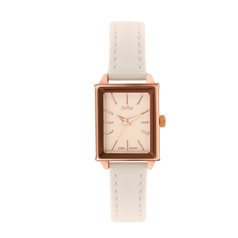 Julius Rectangular Simple Art Retro Wild Belt Quartz Watch Waterproof Ladies Watch
