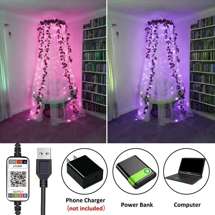 APP Light String Mobile Phone Bluetooth USB Copper Wire Music Decorative Lantern – image 6