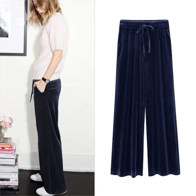 Women's Loose Large Size High Waist Casual Wide leg Pants Royal - Shop at LoveMi