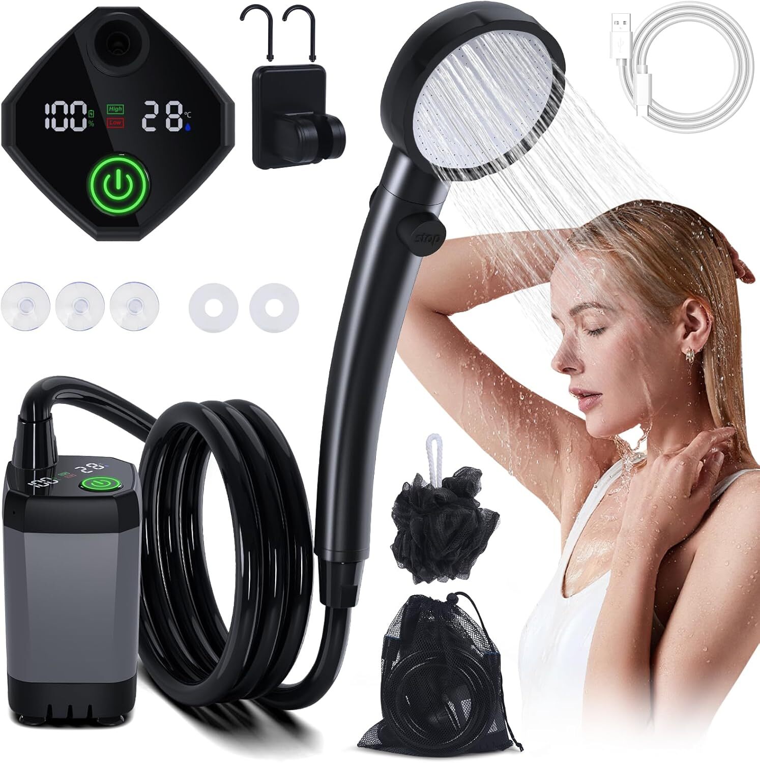 Rechargeable Portable Shower Camping Shower Camp Outdoor Shower  Electric 8