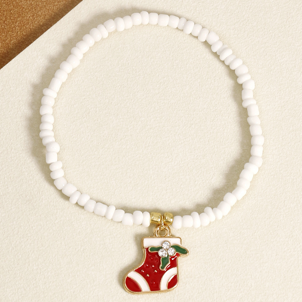 Christmas Beaded Old Man Gloves Elastic Rope Handmade Chain