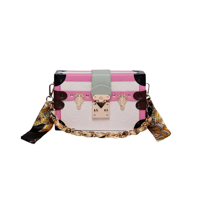 New Style One Shoulder Cross Body Female Foreign Style Graffiti Printed Box Bag Pink - Shop at LoveMi