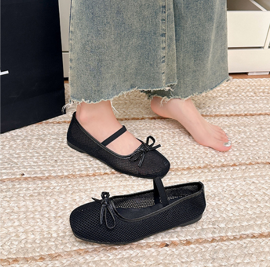French Minimalist Mesh Mary Jane Flats