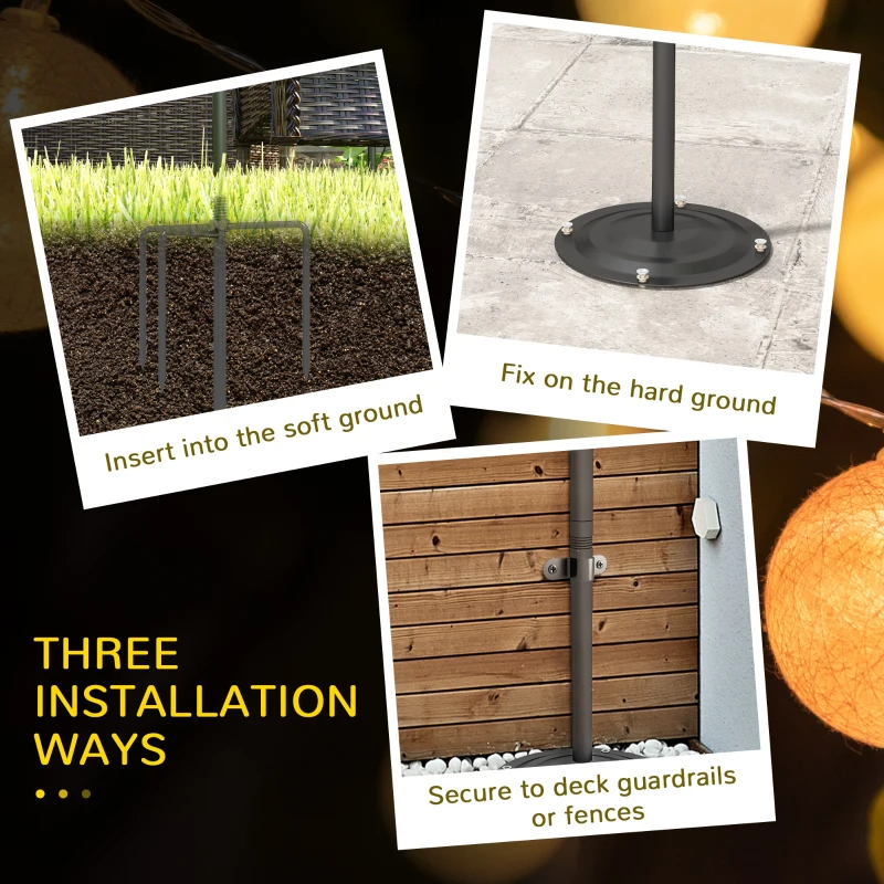 2 Pack Of 10' String Light Poles, Steel Hanging Lighting Stand For Patio, Backyard, Deck, Wedding, Party, Black