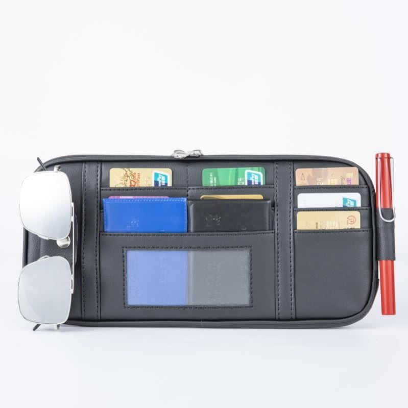 Organiseur pare-soleil voiture avec poches cartes et lunettes 17