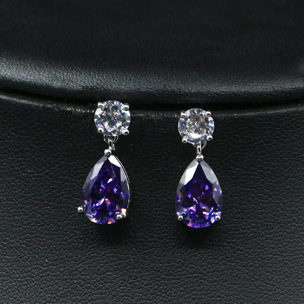 Jewelry Fashion All-match Simple Earrings 5A Zircon 925 Silver Needle
