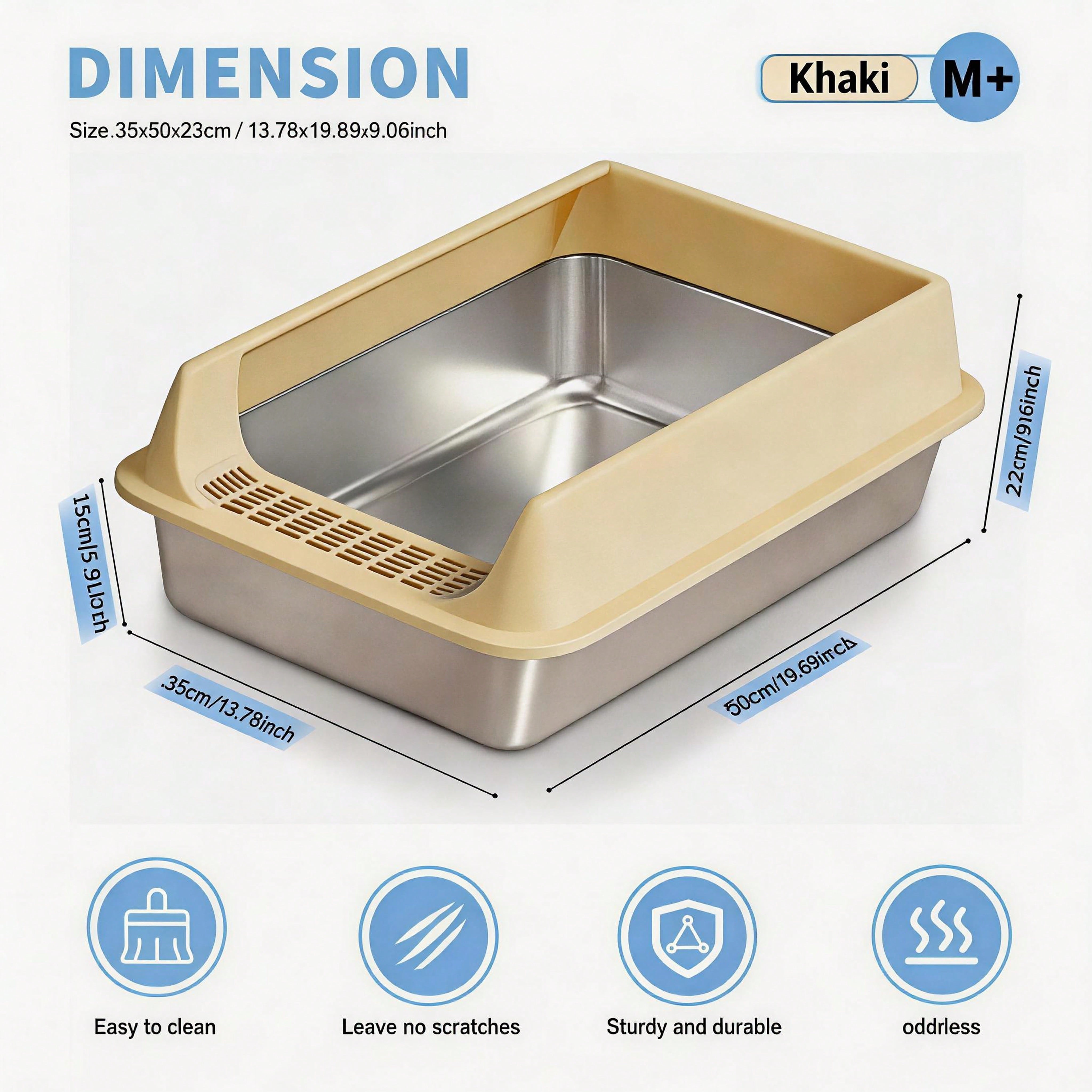 Stainless Steel Cat Litter Box, Large Open Top Litter Box With Anti Splash High Sides, Anti Tracking Pedal, Easy To Clean, Non Stick, Odor Resistant For Big Cats, Multi Cat Homes view 2
