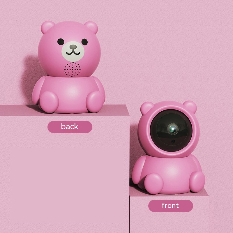 format: Pink infraredUK, pixel: 200w-3.6mm, Focal Length:  - Home Smart Bear Surveillance Camera 360-degree Panoramic View
