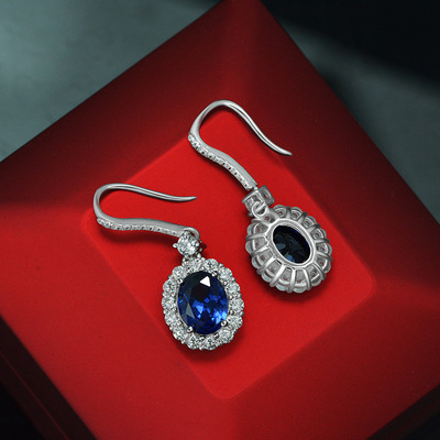 Royal Blue Earrings Classic Retro All Over