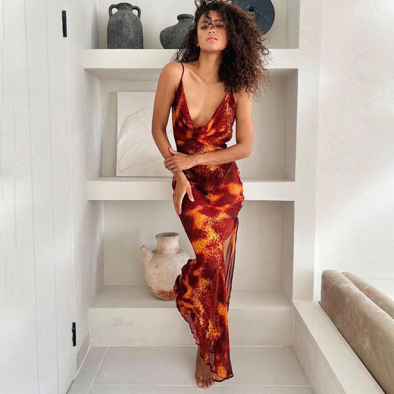 Women's Printed Polyester Strap Dress