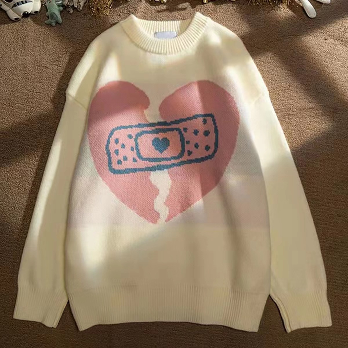 Men And Women Loose Casual Love Round Neck Sweater