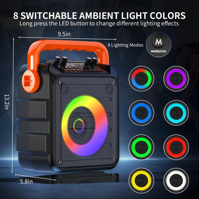 Karaoke Machine With 2 Wireless Microphones And RGB Color Lights,Karaoke... 3