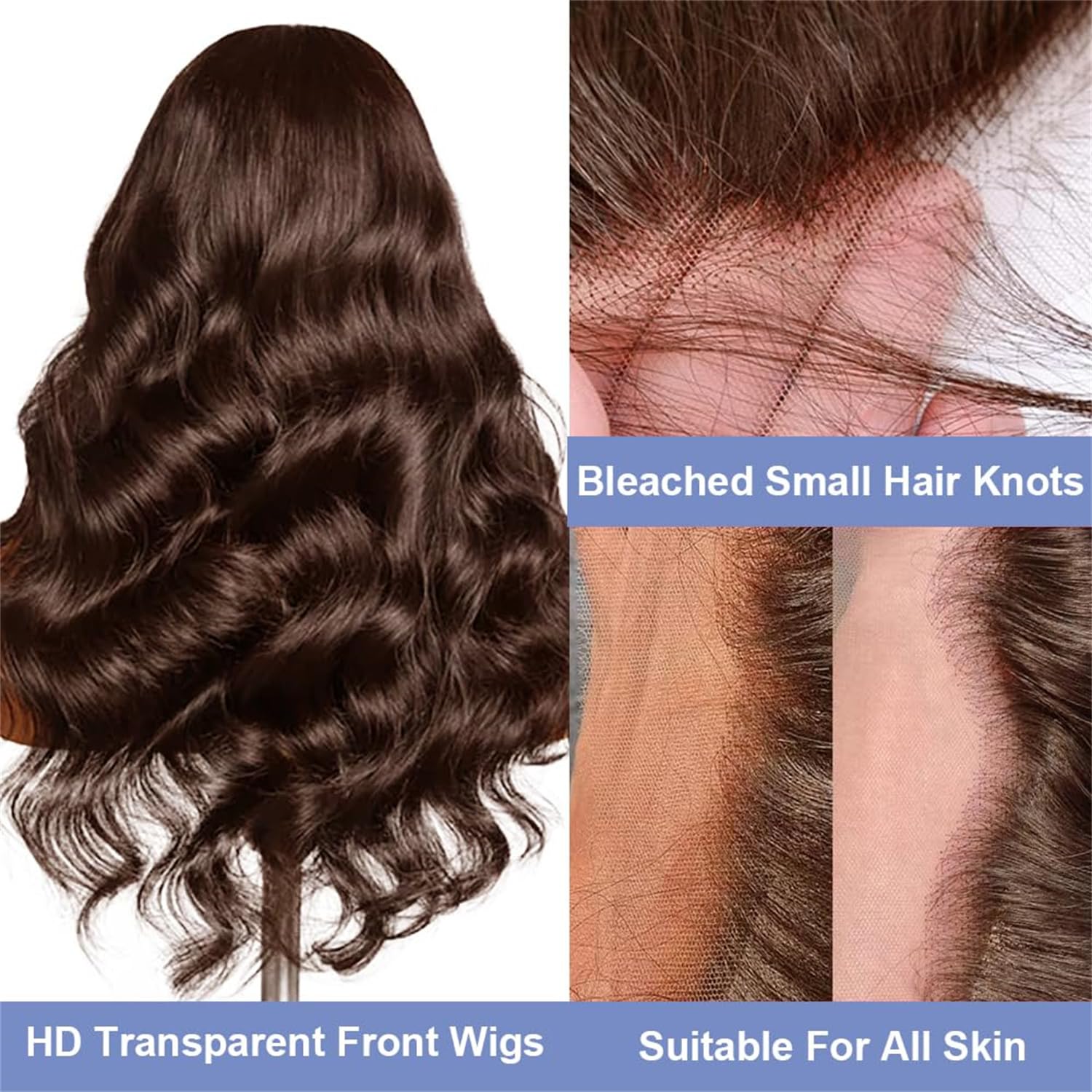 13x4 Lace Frontal Human Hair Wig Brown Body Wave Density_voghion.com