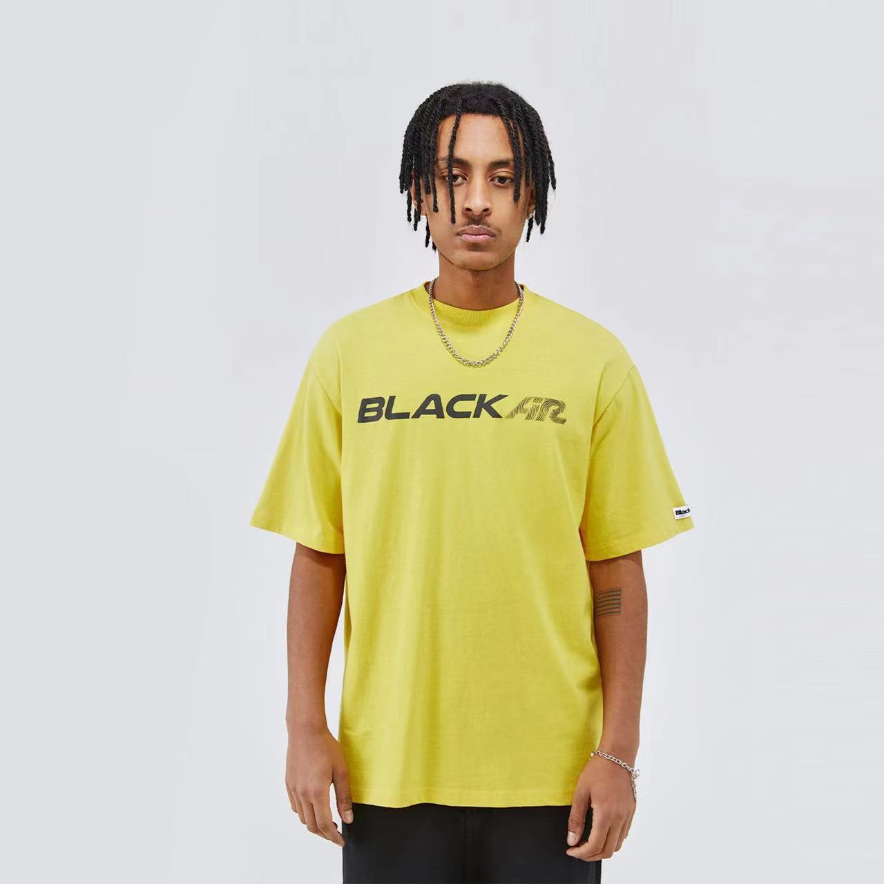 Title 7, Mens Lemon Yellow Summer Loose Short Sleeve T-...