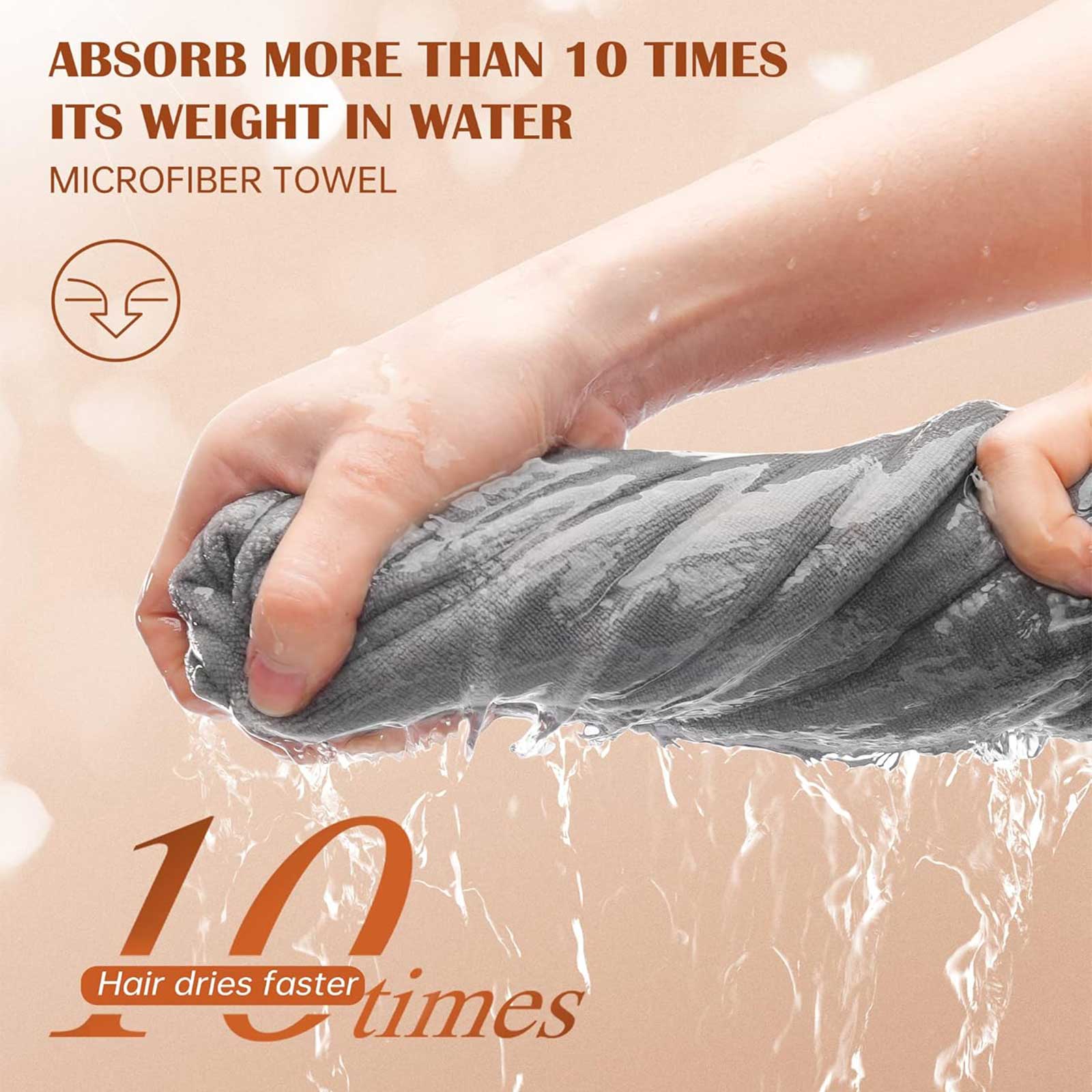 Women 3 PC Microfiber Hair Towel Wrap Ultra Absorbent Hair Turbans For Curly, Long & Thick Hair Blue,Grey,Pink 8